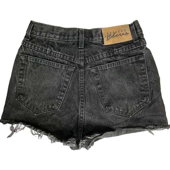 29" Waist Vintage Black Jean Shorts Jorts High Rise Cut Off Distressed - Picture 3 of 4